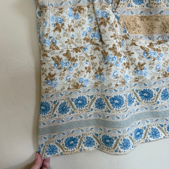 IRE Y2K Top Multicolor Neutral Floral Babydoll Wrap Top - Picture 6 of 8